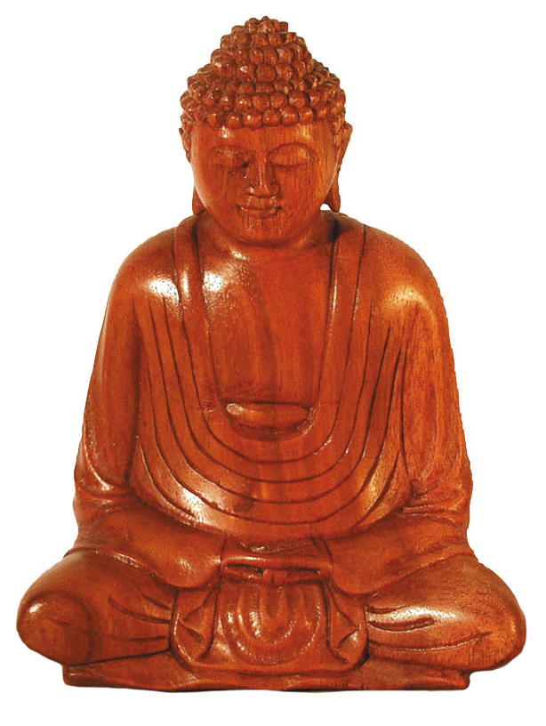 Gautama Buddha im Lotossitz Holz braun 15cm