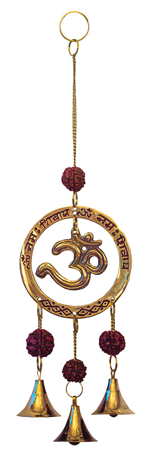 Raumschmuck "Om Namah Shivaya" Messing mit Rudraksha 8x28cm