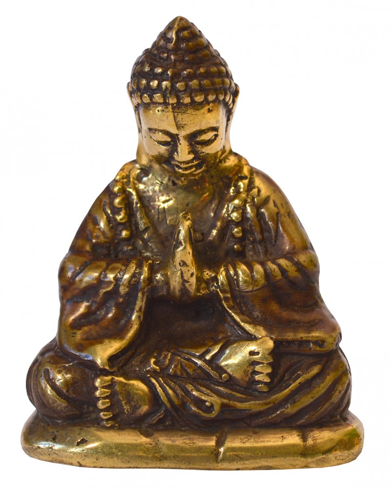 "Japan Buddha betend" Messing antik 5x8cm