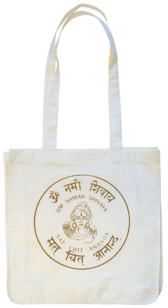 Tasche "Om Namah Shivaya"  Baumwolle natur/gold 40x40cm